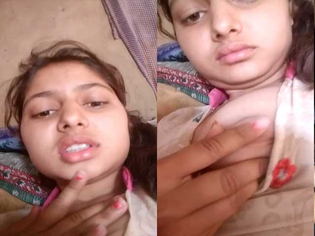 Indian beautiful girl showing her pink