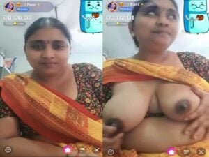 chubby MILF in saree showing naked boobs and