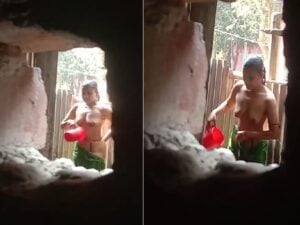 village babhi bathing caught by voyeur viral