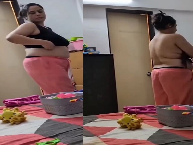 chubby wife stripping bra in front of