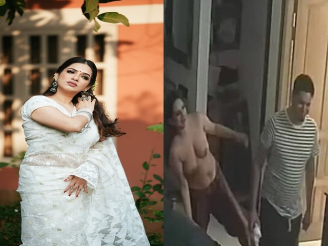 MILF in glasses fingering her horny pussy in nude