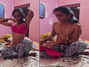 slim Tamil wife small boobs showing to