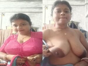 long boobs aunty stripping blouse and