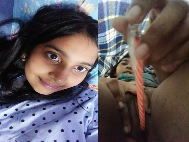 big eyes GF inserting pen inside her pussy